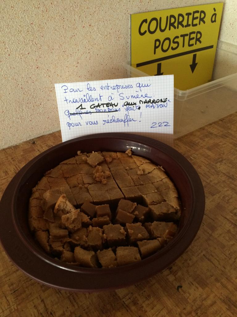 gâteau pour ouvriers qui ont travaillé sous pluie battante